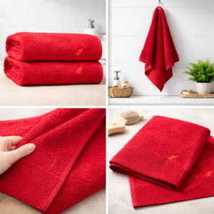 Premium Soft Cotton Bath Towel – Luxury Red | Super Absorbent & Quick Dry