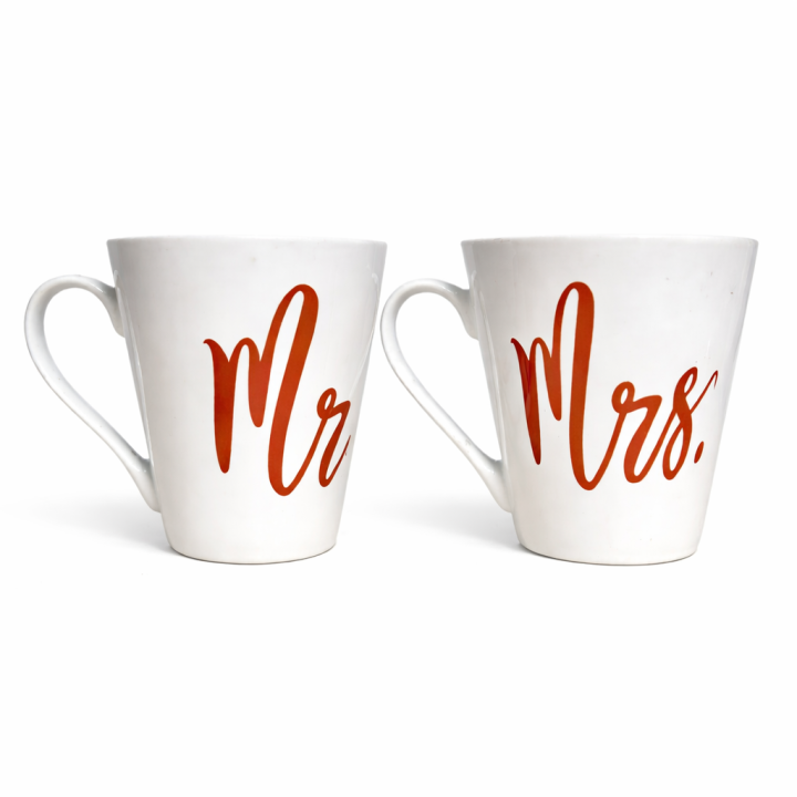 Mr. & Mrs. Ceramic Couple Coffee Mug Set (White | 2 Pieces)