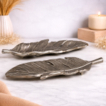 Antique Silver Leaf Decorative Tray Set (Set of 2)