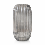 Aura Ribbed Smoky Glass Vase