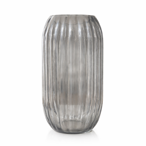 Aura Ribbed Smoky Glass Vase