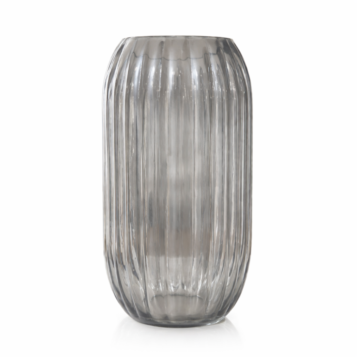 Aura Ribbed Smoky Glass Vase