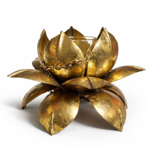 Antique Gold Lotus Tealight Candle Holder
