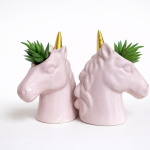 Blush Gold Unicorn Succulent Planter – Ceramic Decorative Pot (Set of 2)