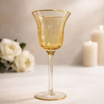 Royal Amber Gold-Rim Decorative Glass Goblet Vase