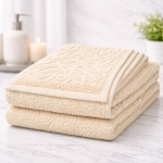 Ivory Luxe Jacquard Bath Towel – Premium Cotton Ultra Soft Collection