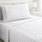 Premium White Stripe Embroidered Bedsheet Set