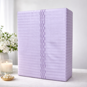 Platina Premium Lavender Satin Stripe Bedsheet Set – Luxury Soft Double Bed Bedsheet with Pillow Covers